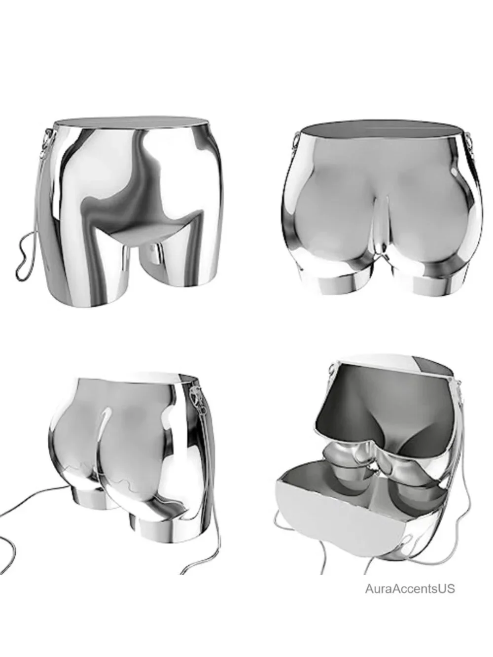 Mini Hip Shape Crossbody Evening Bag with Detachable Chain